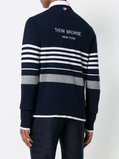 THOM BROWNE 泳者嵌花饰羊绒开衫 - 蓝色