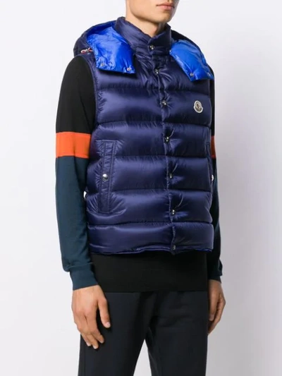 Shop Moncler Hooded Padded Gilet In Blue