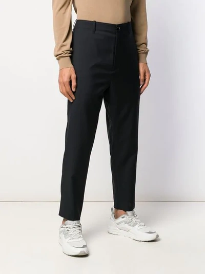 Shop Oamc Cropped Slim-fit Trousers In Blue