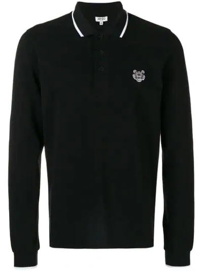 Shop Kenzo Mini Tiger Polo Shirt In Black