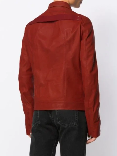 Shop Rick Owens Leather Biker Jacket In Red