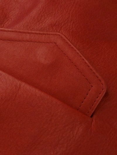 Shop Rick Owens Leather Biker Jacket In Red