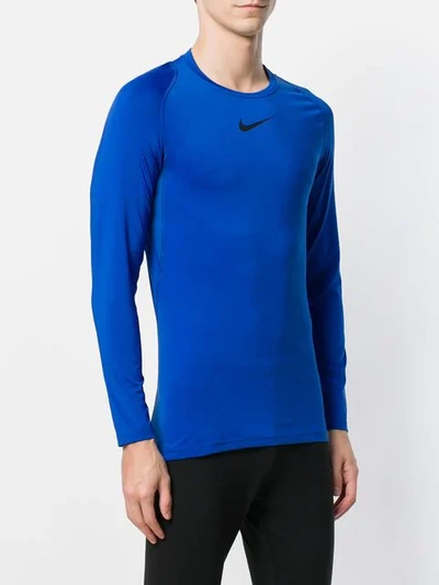 Shop Nike Pro Compression Top In Game Royal Black Black