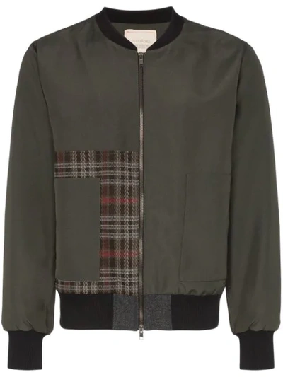 Shop 78 Stitches Check Patch Bomber Jacket In Forest Green