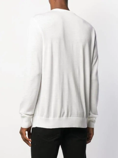 Shop Balmain Jacquard Logo Knitted Sweater In White