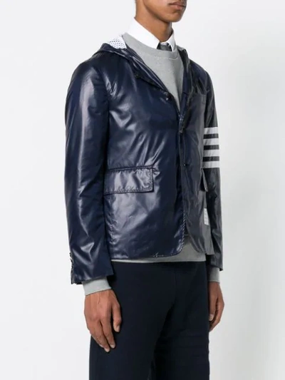 Shop Thom Browne 4-bar Hooded Ripstop Sport Coat In Blue
