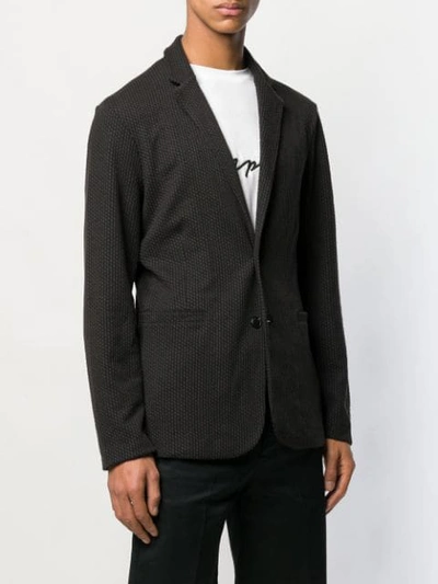 Shop Emporio Armani Classic Textured Blazer In Grey