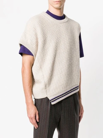 Shop Lanvin Asymmetric Knit Sweater In Neutrals