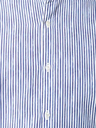 Shop Al Duca D'aosta Striped Mandarin Collar Shirt In Blue