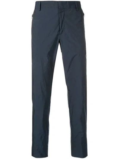 PRADA CRINKLE-EFFECT TAILORED TROUSERS - 蓝色