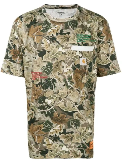 Shop Heron Preston Leaf Print T-shirt In 8888