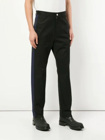 Shop Facetasm Star Stripe Detail Trousers In Black