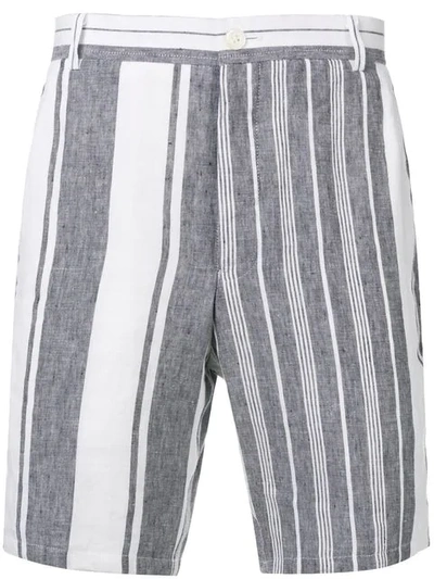 Shop Thom Browne Striped Blanket Linen Short In White