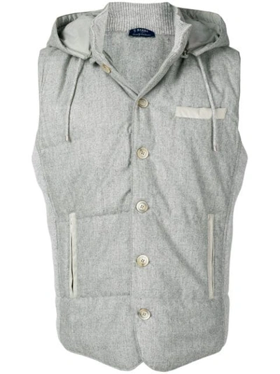 Shop Barba Fitted Hooded Gilet In Grey