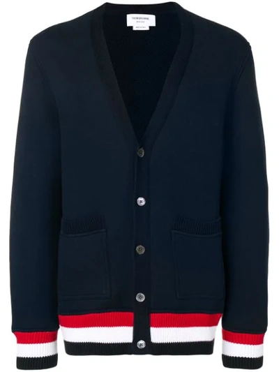 Shop Thom Browne Oversized Chunky Loopback Cardigan In Blue