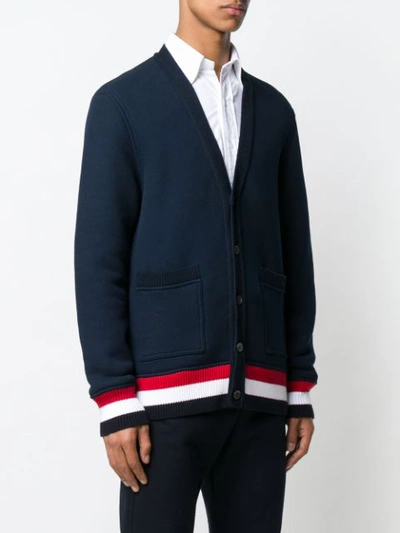 Shop Thom Browne Oversized Chunky Loopback Cardigan In Blue