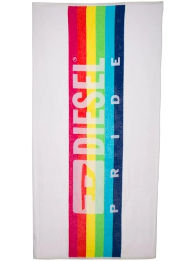 Shop Diesel X Pride Beach Towel In White