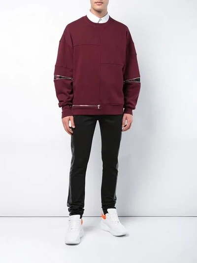 Shop Alexander Mcqueen Boxy Zip Detail Sweatshirt In Red