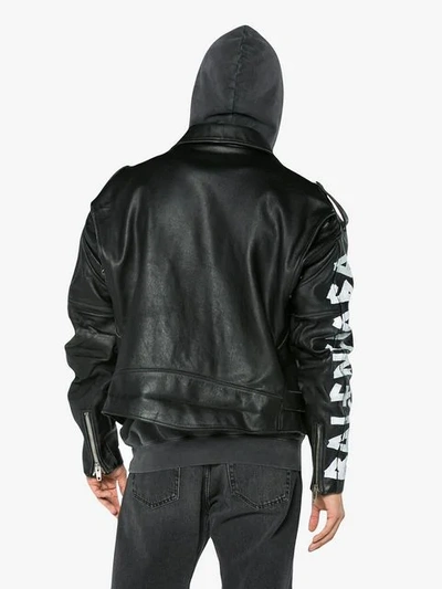 Shop Balenciaga Painted Logo Biker Jacket In Black