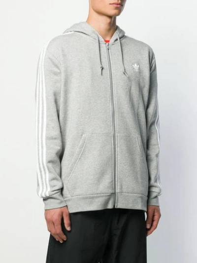 Shop Adidas Originals Zipped Hoodie In Grey