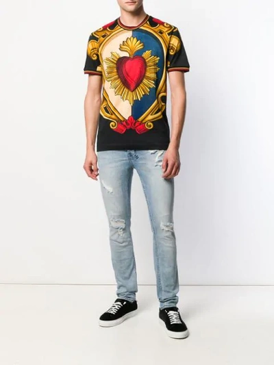 Shop Dolce & Gabbana Sacred Heart Print T-shirt In Black