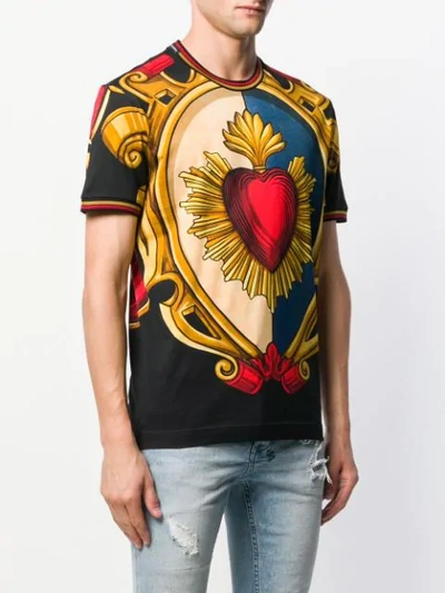 Dolce & Gabbana Cotton T-shirt With Heart Print In Multicolour | ModeSens