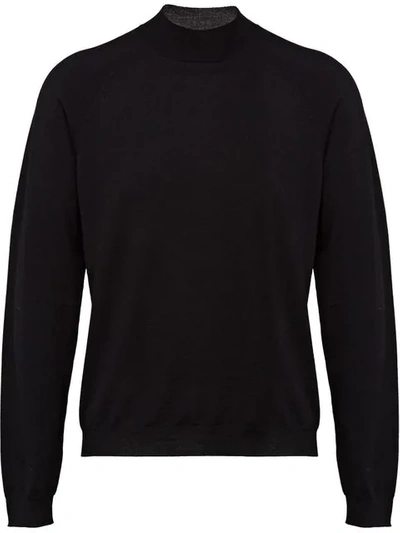 Prada Turtle-neck Fitted Sweater In Black