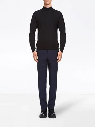Prada Turtle-neck Fitted Sweater In Black