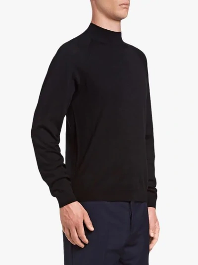 Prada Turtle-neck Fitted Sweater In Black