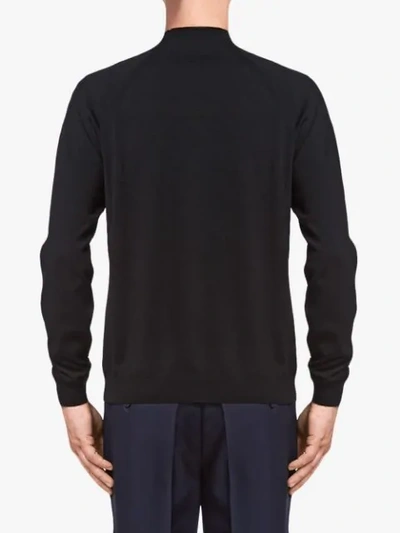 Prada Turtle-neck Fitted Sweater In Black