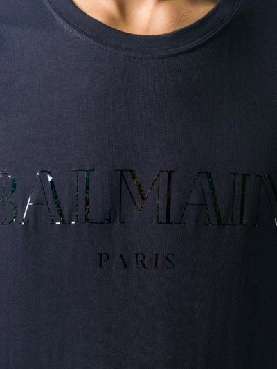 Shop Balmain Logo Print T In Blue