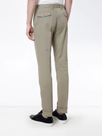 Shop Gucci Turn Up Cuff Cotton Trousers In 9569 Neutrals
