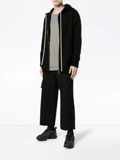 Shop Rick Owens Black Glitter Cashmere Hoodie