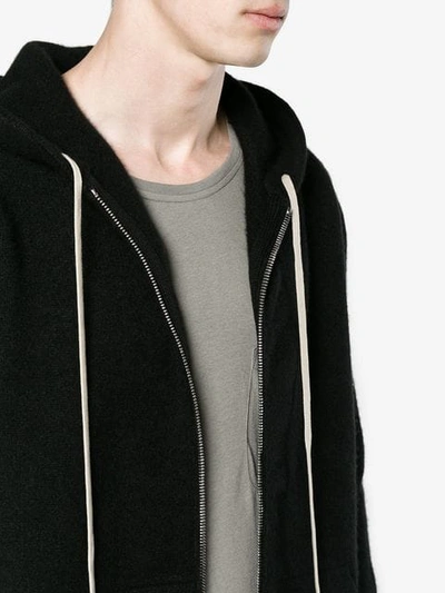 Shop Rick Owens Black Glitter Cashmere Hoodie