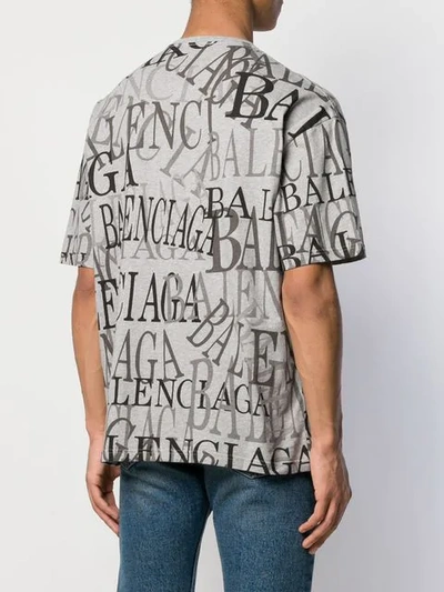 Shop Balenciaga All Over Logo T-shirt In Grey