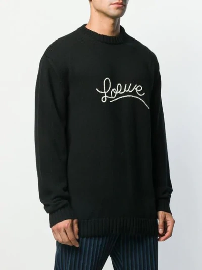 Shop Loewe Logo Embroidered Sweater In Black