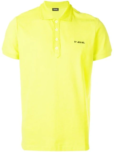 Shop Diesel Logo Polo Shirt In Yellow