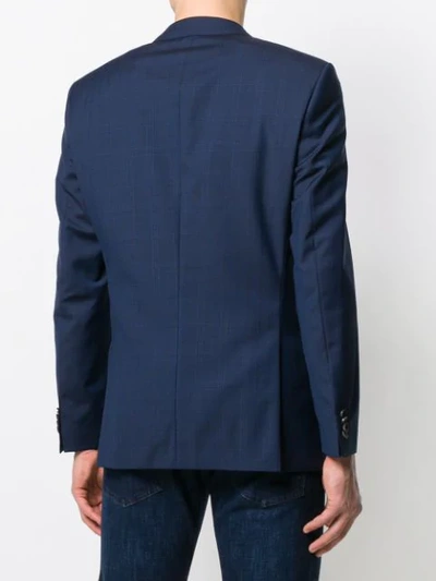 Shop Hugo Boss Checked Single-breasted Blazer In Blue