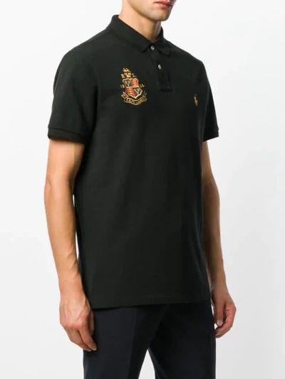 Shop Polo Ralph Lauren Logo Polo Shirt In Black
