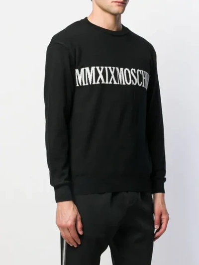 Shop Moschino Logo Knitted Jumper In Black