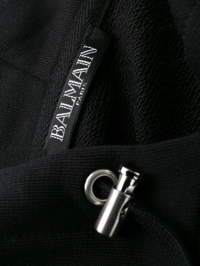 Shop Balmain Logo Embroidered Hoodie In Black