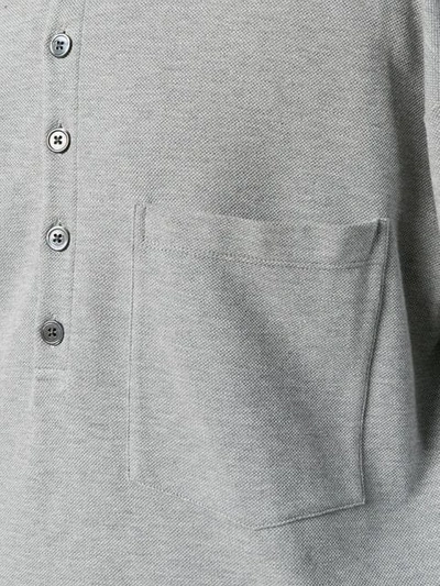 Shop Thom Browne Oversized Piqué Pocket Polo In Grey