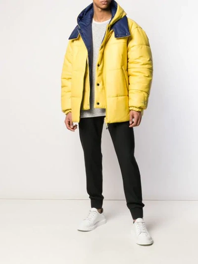 Shop Yves Salomon Padded Hooded Jacket In Yellow