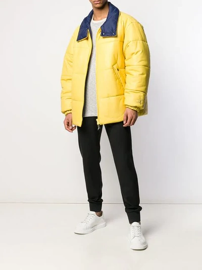 Shop Yves Salomon Padded Hooded Jacket In Yellow