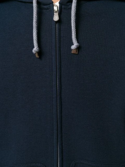 Shop Brunello Cucinelli Zipped-up Hoodie In Blue