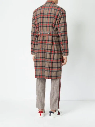 Shop Gucci Check Coat In Red