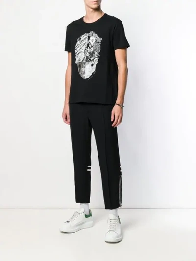 Shop Alexander Mcqueen Floral Skull Print T-shirt In 0901 Black
