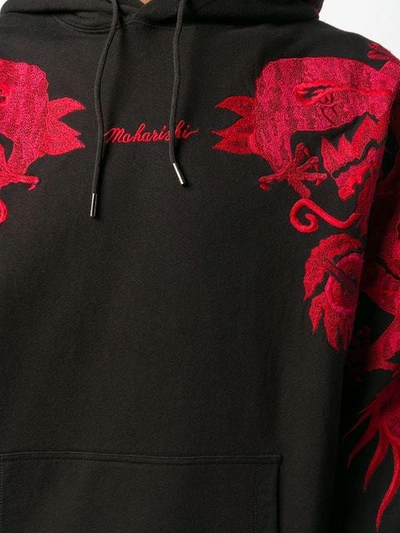 Shop Maharishi Embroidered Dragon Hoodie In Black