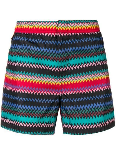 Shop Missoni Zig Zag Print Swim Shorts In Blue