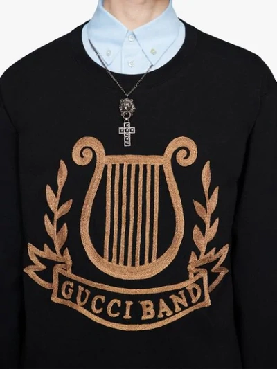Shop Gucci Oversized T-shirt With Lyre Pach In Black